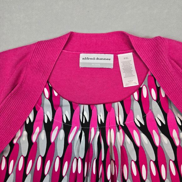 Alfred Dunner Womens 2-Piece Attached Geo Print Blouse & Sweater 3/4 Sleeve PXL - Picture 5 of 11